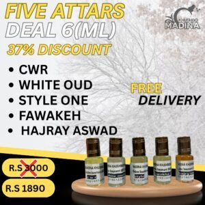 5 Premium 6ml Attars at 37% off